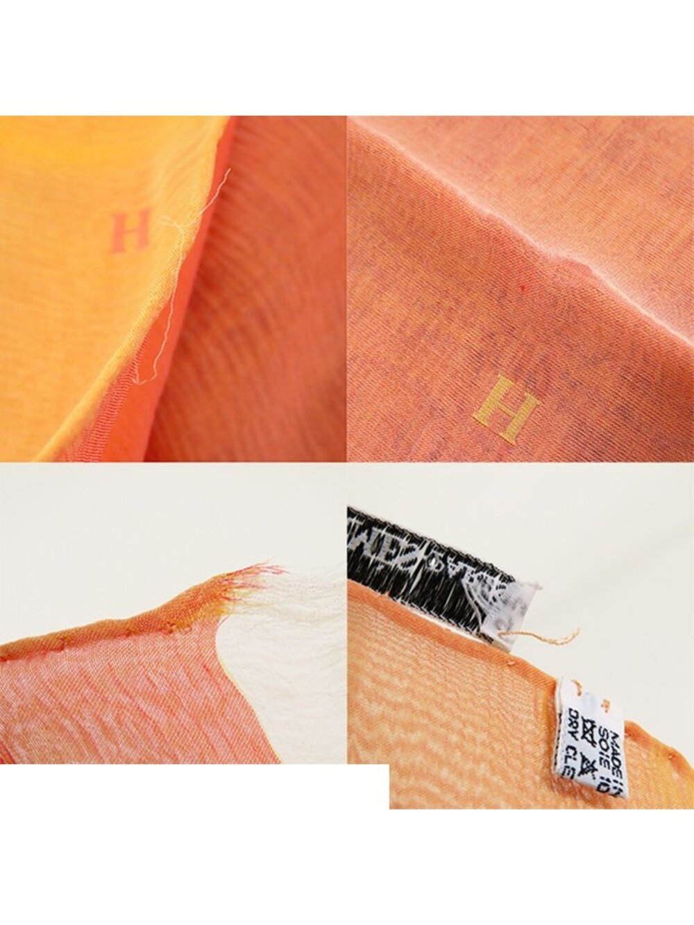 Hermes Muslin Shawl Orange Silk Scarf - Picture 8 of 9